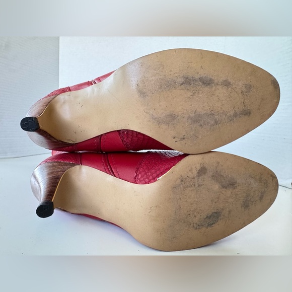 Vintage 80s Jeenz Bootz Red Leather Heel Cowboy Cowgirl Boots Size 7.5 *Flaws - Picture 9 of 13